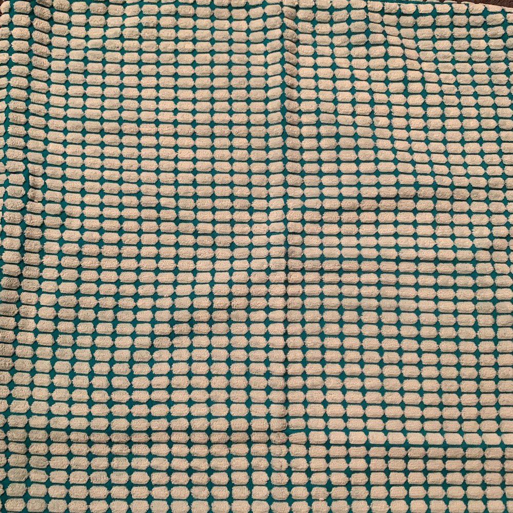 Two White and Teal Couch Pillow Cases